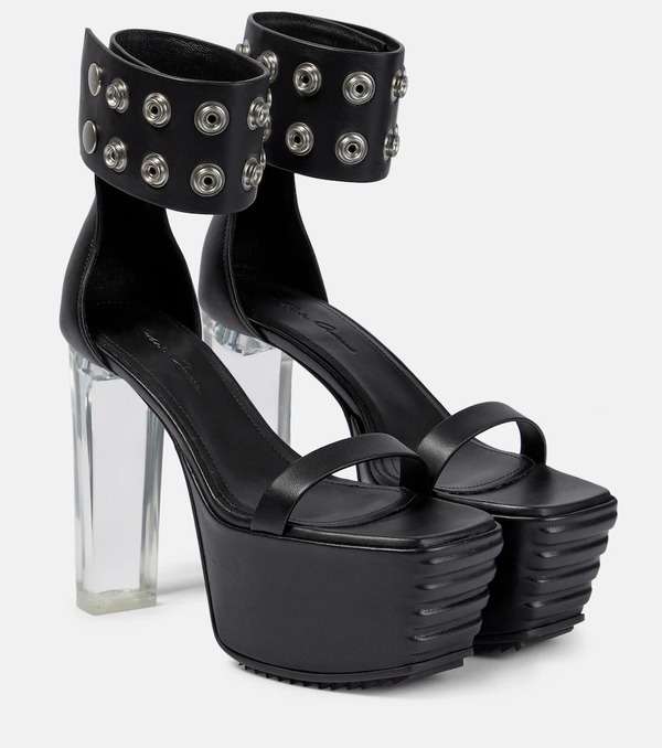  Rick Owens Rick Owens Minimal Grill Leather Platform Sandals 