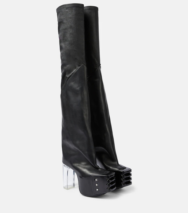  Rick Owens Rick Owens Platform Leather Over-the-knee Boots 