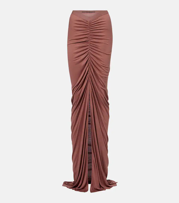  Rick Owens Rick Owens Poppy Ls Ruched Jersey Maxi Skirt 