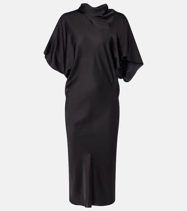  Rick Owens Rick Owens Seb Draped Charmeuse Midi Dress 