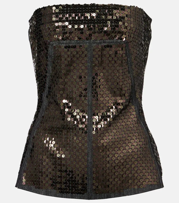  Rick Owens Rick Owens Sequined Denim Bustier Top 