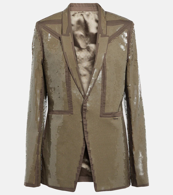  Rick Owens Rick Owens Sequined Single-breasted Cotton Blazer 