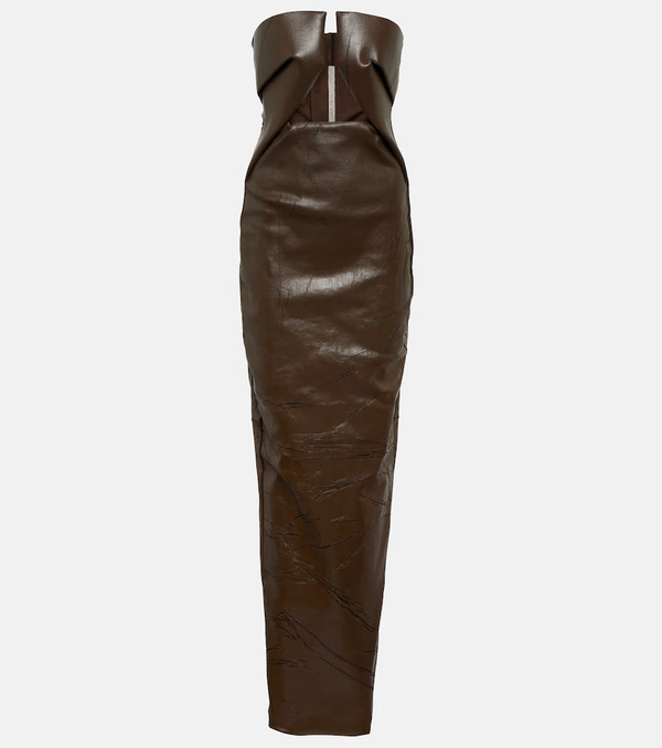  Rick Owens Rick Owens Strapless Coated Denim Gown 
