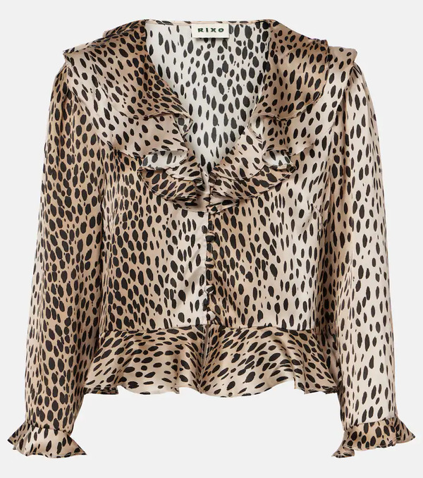  Rixo Rixo Atlas Leopard-print Silk Blouse 