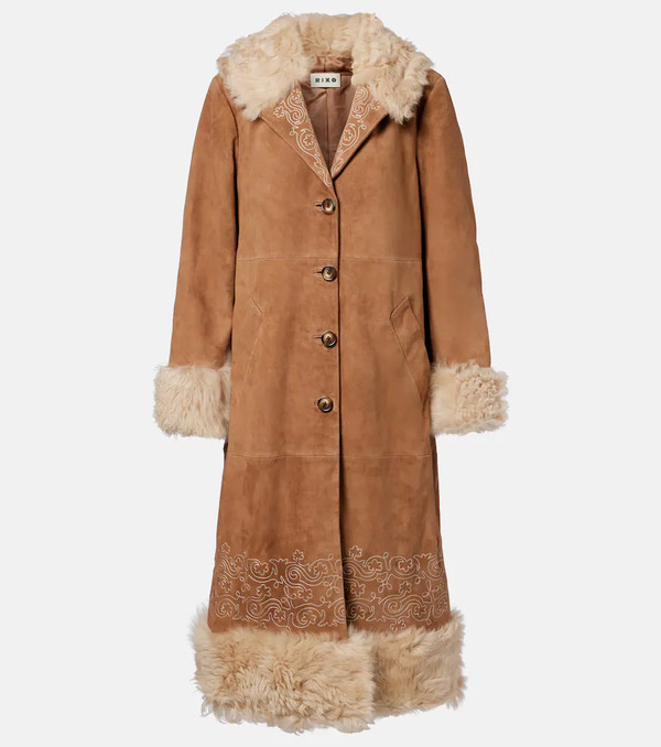  Rixo Rixo Cienna Embroidered Suede Coat 