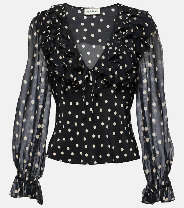  Rixo Rixo Lasca Ruffled Silk Blouse 