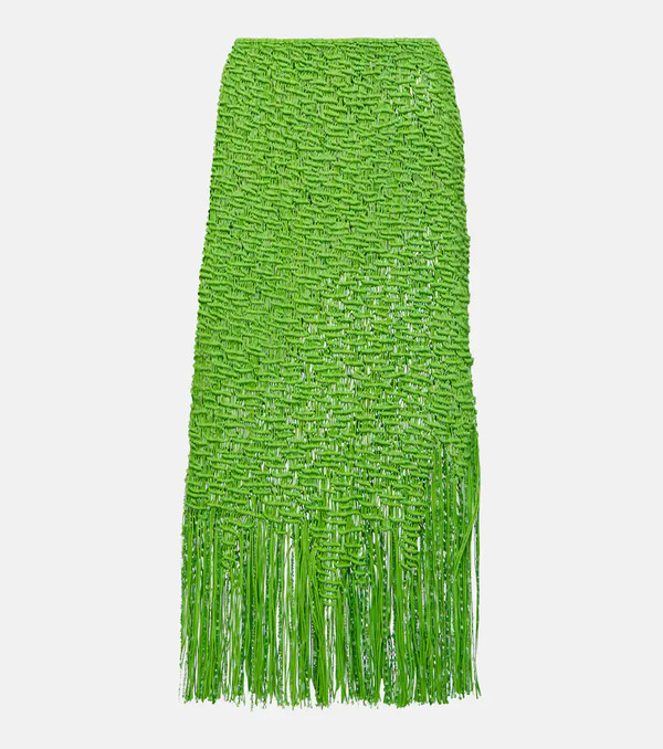  Roberta Einer Roberta Einer Element Fringed Cotton Midi Skirt 
