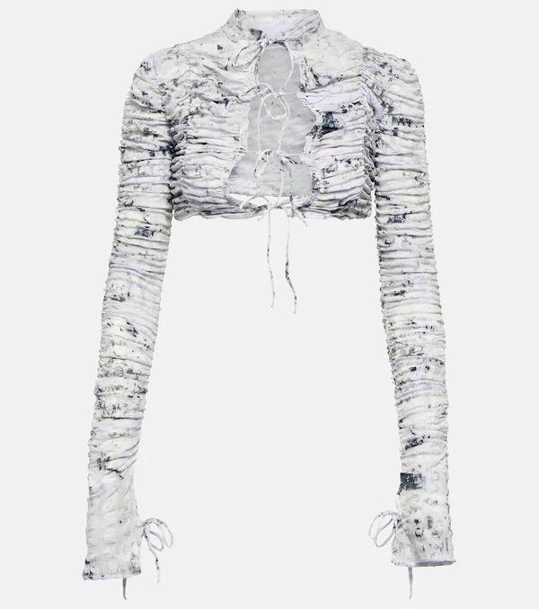  Roberta Einer Roberta Einer Tie-front Printed Cropped Cardigan 