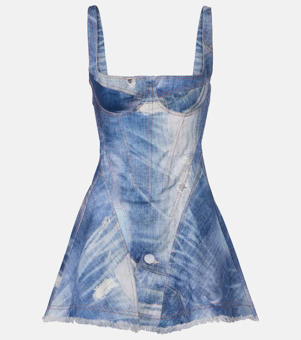  Roberto Cavalli Roberto Cavalli Faded Denim Minidress 