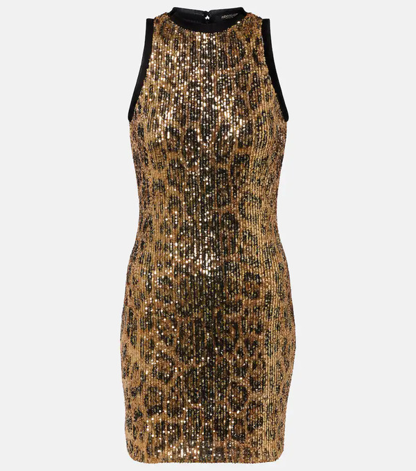  Roberto Cavalli Roberto Cavalli Sequined Leopard-print Minidress 
