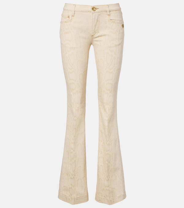  Roberto Cavalli Roberto Cavalli Snake-print Flared Jeans 