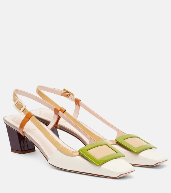  Roger Vivier Roger Vivier Belle Vivier 45 Leather Slingback Pumps 