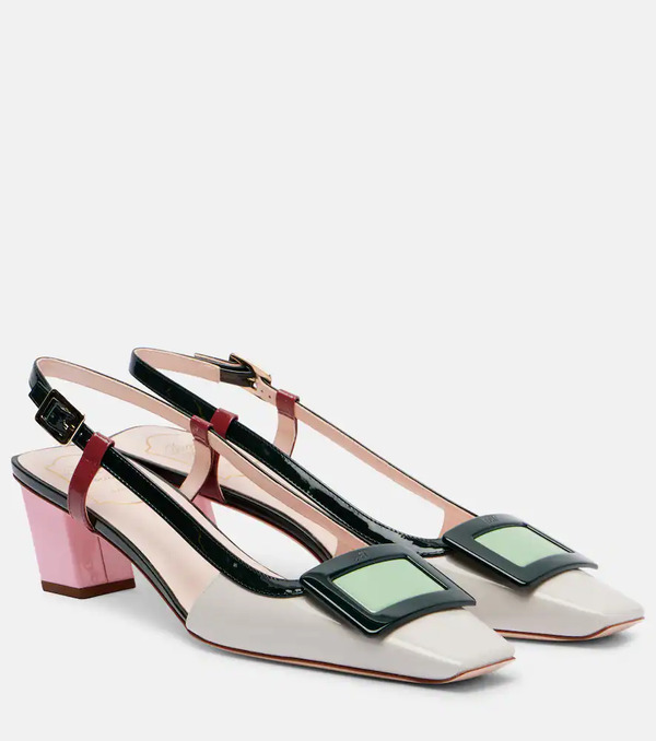  Roger Vivier Roger Vivier Belle Vivier 45 Leather Slingback Pumps 