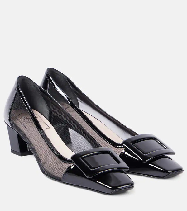  Roger Vivier Roger Vivier Belle Vivier 45 Leather-trimmed Mesh Pumps 