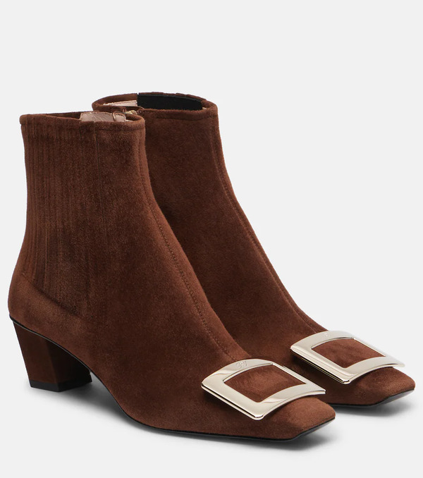  Roger Vivier Roger Vivier Belle Vivier 45 Suede Ankle Boots 