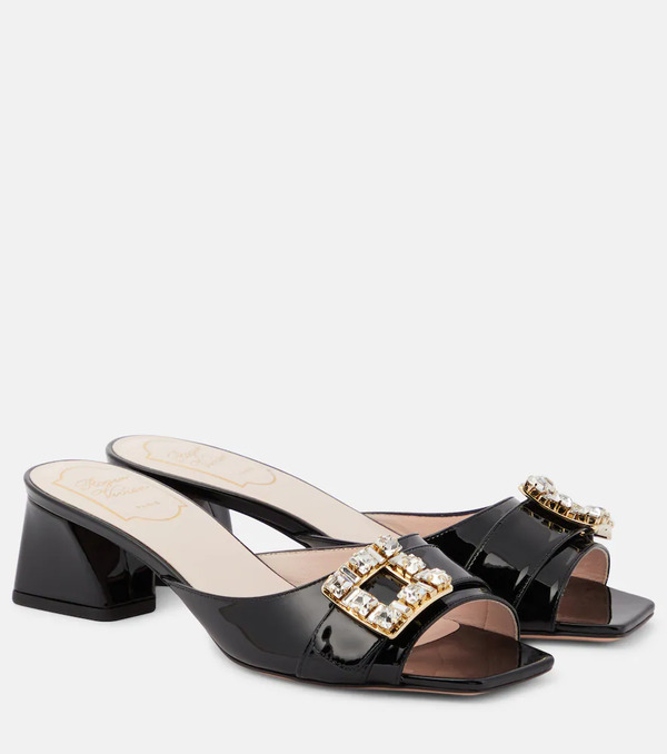  Roger Vivier Roger Vivier Bikiviv Embellished Patent Leather Mules 