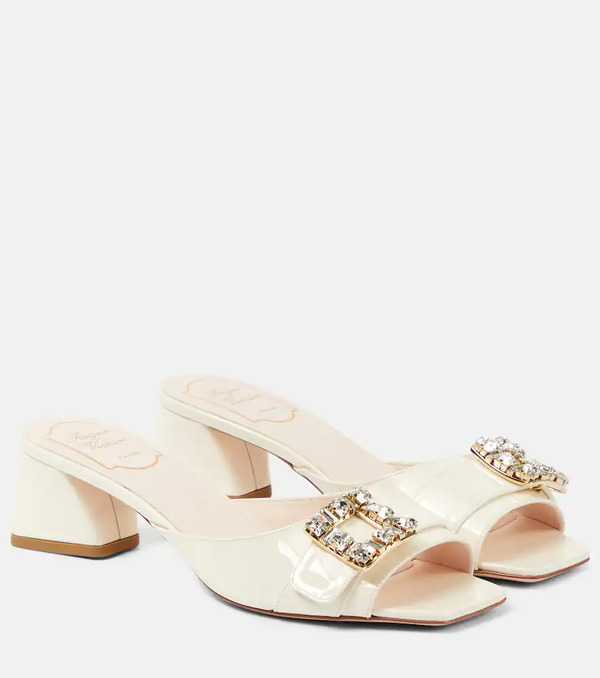  Roger Vivier Roger Vivier Bikiviv Embellished Patent Leather Mules 