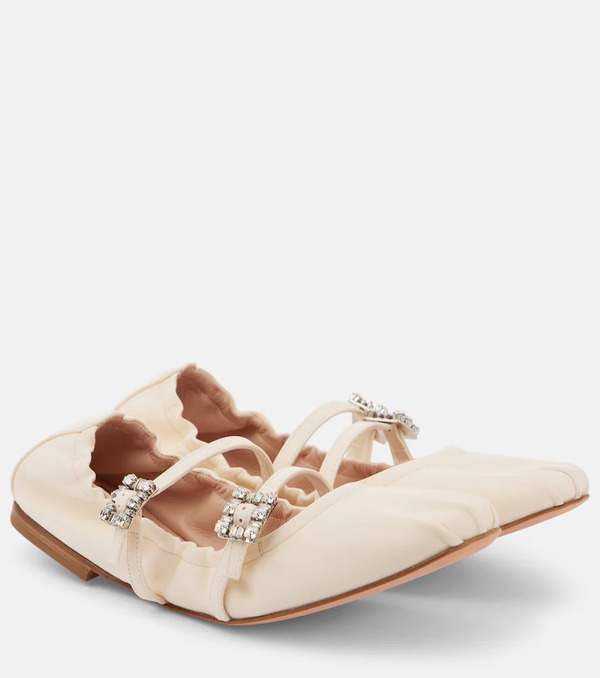  Roger Vivier Roger Vivier Crystal-embellished Leather Ballet Flats 