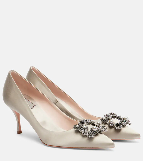  Roger Vivier Roger Vivier Efflorescence 65 Embellished Satin Pumps 