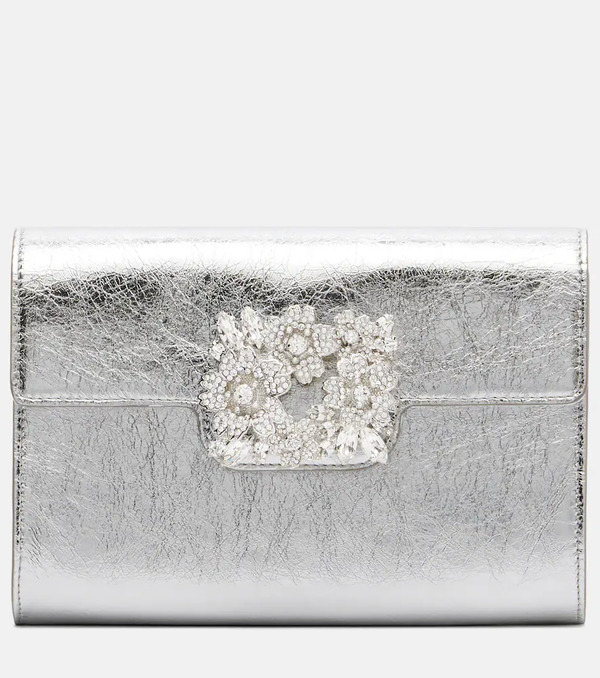  Roger Vivier Roger Vivier Efflorescence Mini Metallic Leather Clutch 