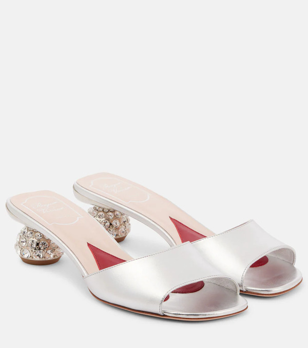  Roger Vivier Roger Vivier Embellished Leather Mules 