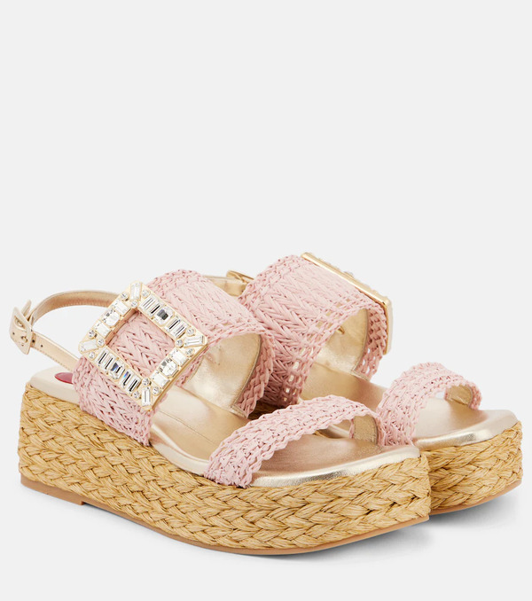  Roger Vivier Roger Vivier Espa 60 Raffia Platform Sandals 