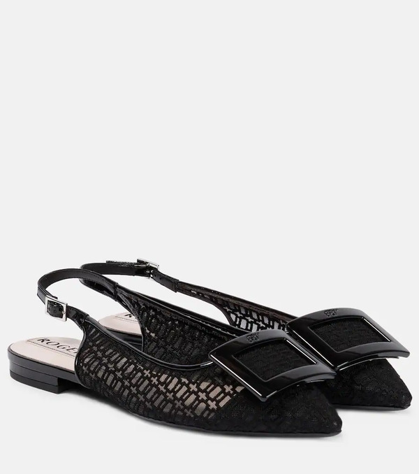  Roger Vivier Roger Vivier Gommettine Net Slingback Flats 