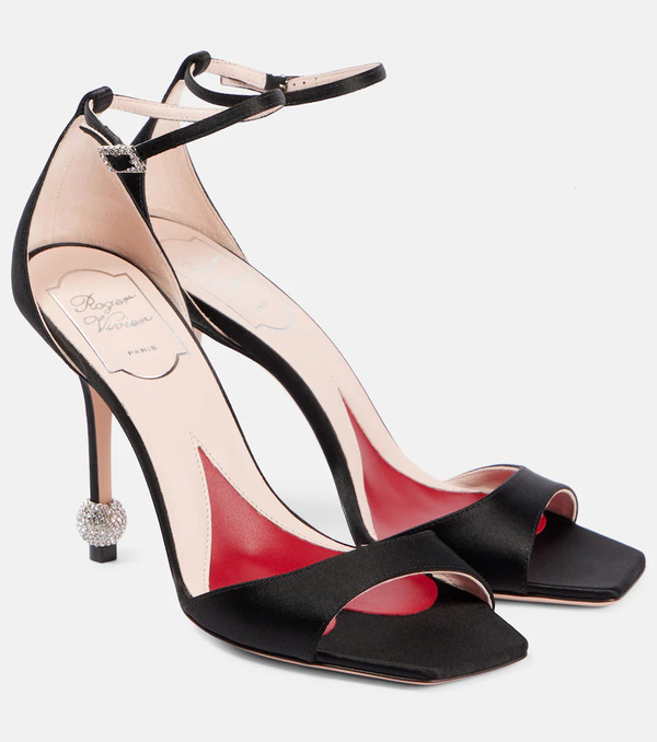  Roger Vivier Roger Vivier Jewel 100 Embellished Satin Sandals 