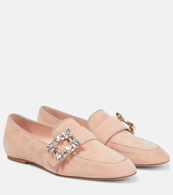  Roger Vivier Roger Vivier Mini Broche Suede Loafers 