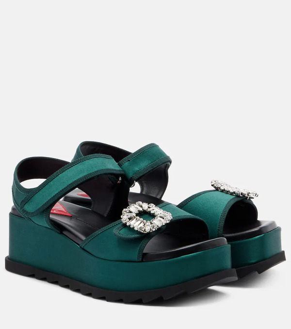  Roger Vivier Roger Vivier Slidy Viv' Leather Platform Sandals 