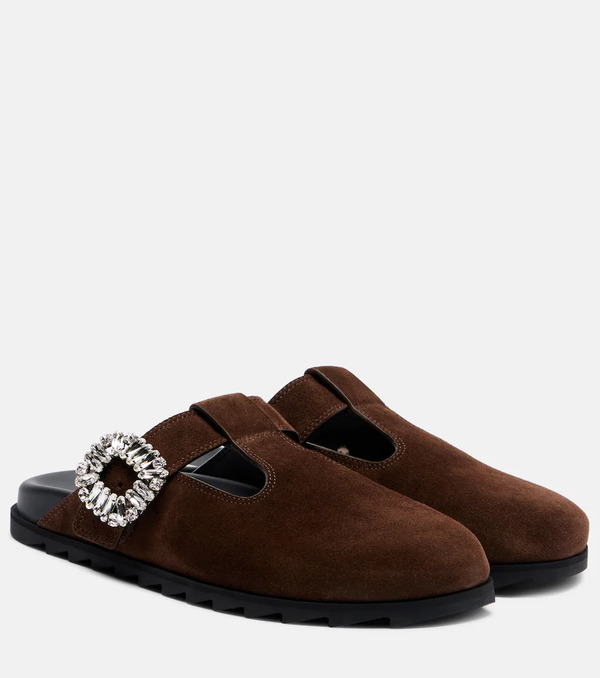  Roger Vivier Roger Vivier Slidy Viv' Suede Mules 