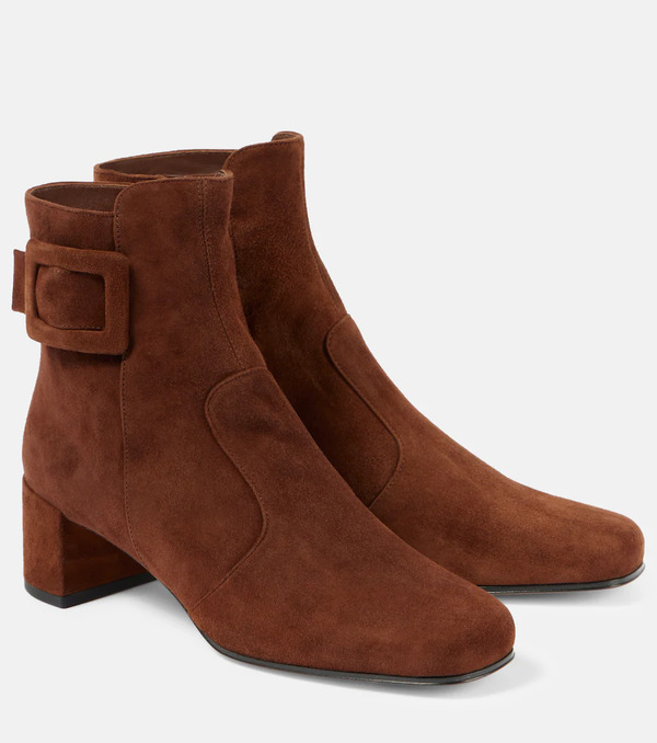  Roger Vivier Roger Vivier Tres Vivier Polly Suede Ankle Boots 