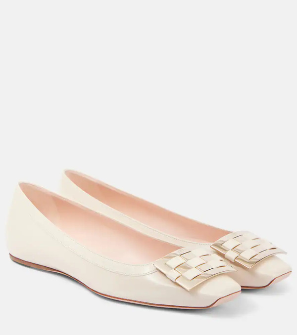  Roger Vivier Roger Vivier Trompette Ball Leather Ballet Flats 
