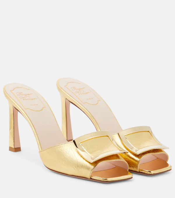  Roger Vivier Roger Vivier Trumpet Metallic Leather Mules 