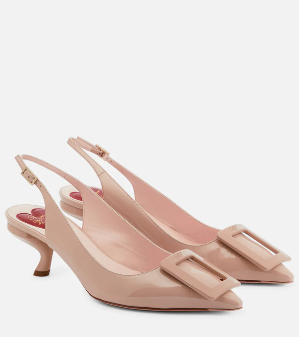  Roger Vivier Roger Vivier Virgule Leather Slingback Pumps 