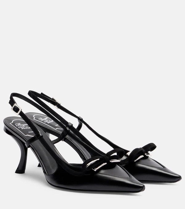  Roger Vivier Roger Vivier Virgule 75 Leather Slingback Pumps 