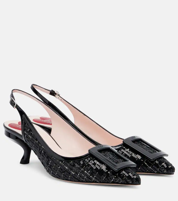  Roger Vivier Roger Vivier Virgule 55 Sequined Slingback Pumps 