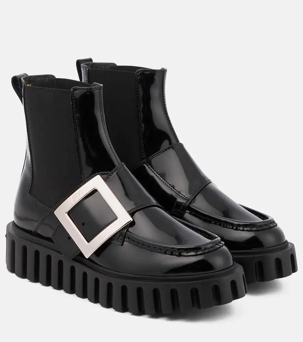  Roger Vivier Roger Vivier Viv' Go-thick Leather Platform Chelsea Boots 