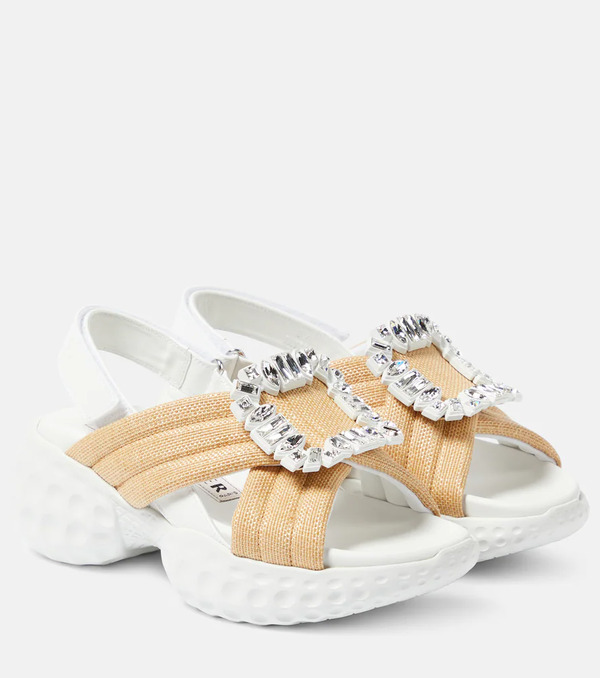 Roger Vivier Roger Vivier Viv' Run Light Strass Buckle Sandals 