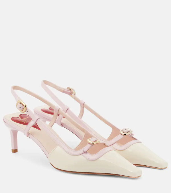  Roger Vivier Roger Vivier Vivâ Canard Leather Slingback Pumps 