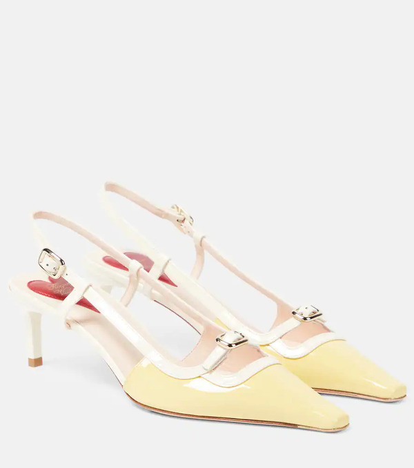  Roger Vivier Roger Vivier Vivâ Canard Patent Leather Slingback Pumps 