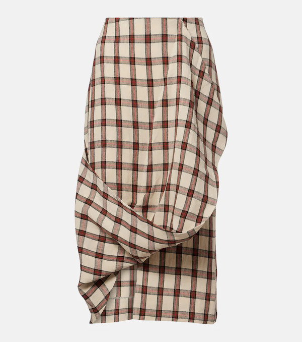  Rohe Rohe Checked Linen Midi Skirt 