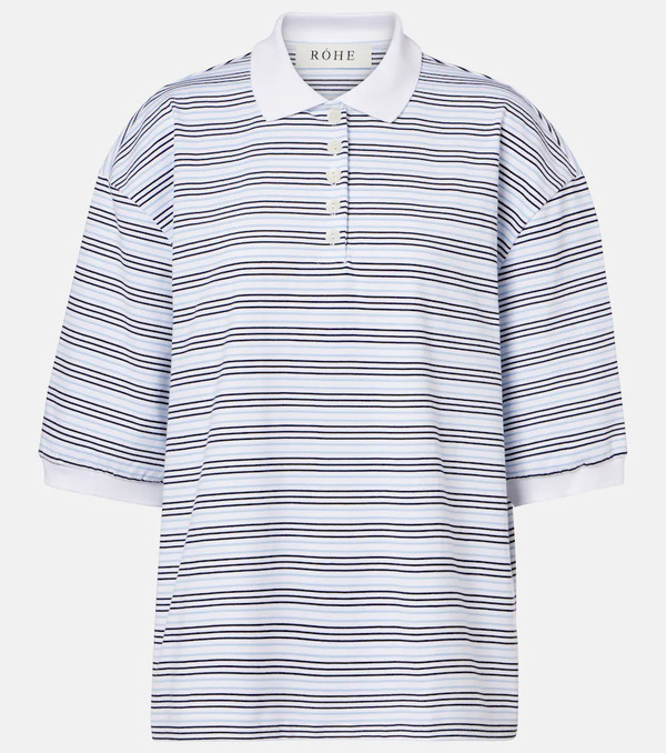  Rohe Rohe Striped Oversized Cotton Polo Shirt 