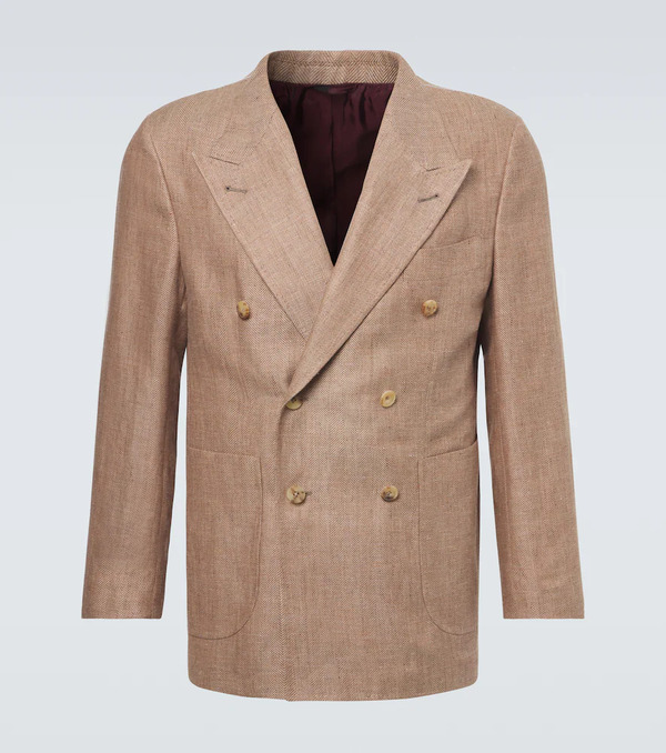  Rubinacci Rubinacci Herringbone Linen And Wool Blazer 