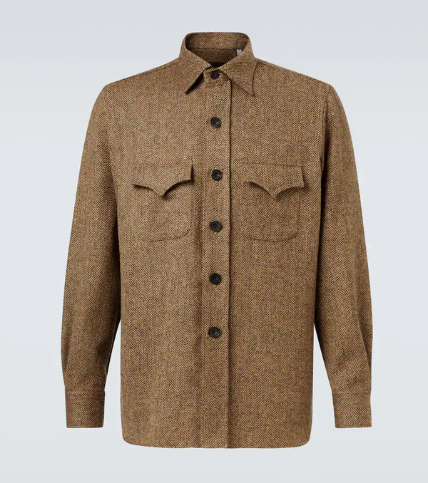  Rubinacci Rubinacci Herringbone Wool Western Shirt 