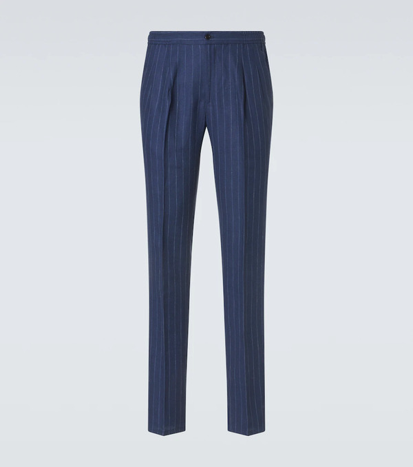  Rubinacci Rubinacci Pinstripe Wool And Linen Straight Pants 