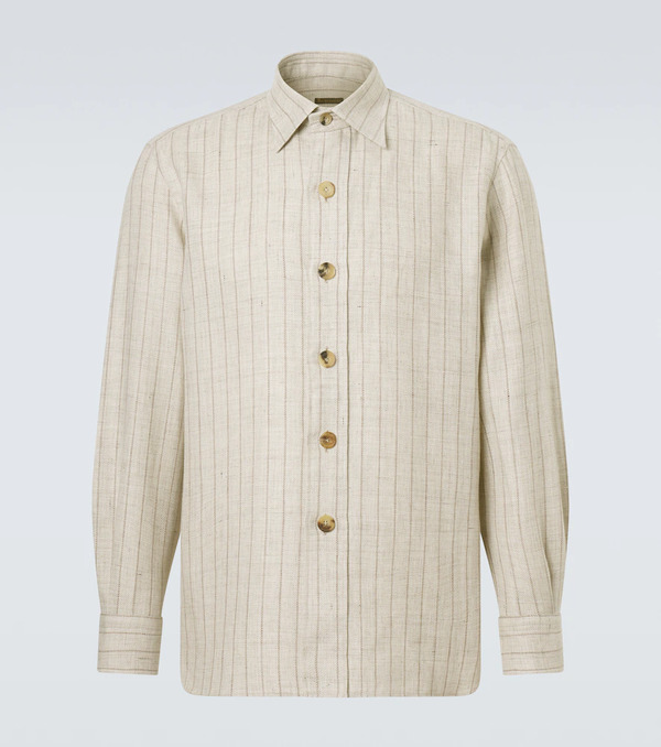  Rubinacci Rubinacci Striped Linen And Wool Shirt 