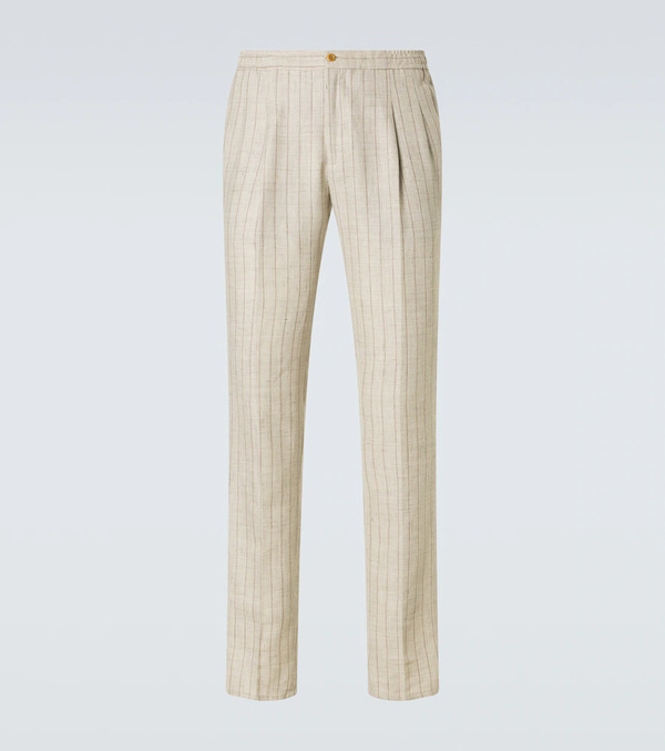  Rubinacci Rubinacci Striped Linen And Wool Slim Pants 