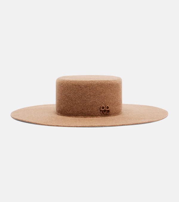 Ruslan Baginskiy Ruslan Baginskiy Monogram Wool-blend Felt Canotier Hat 