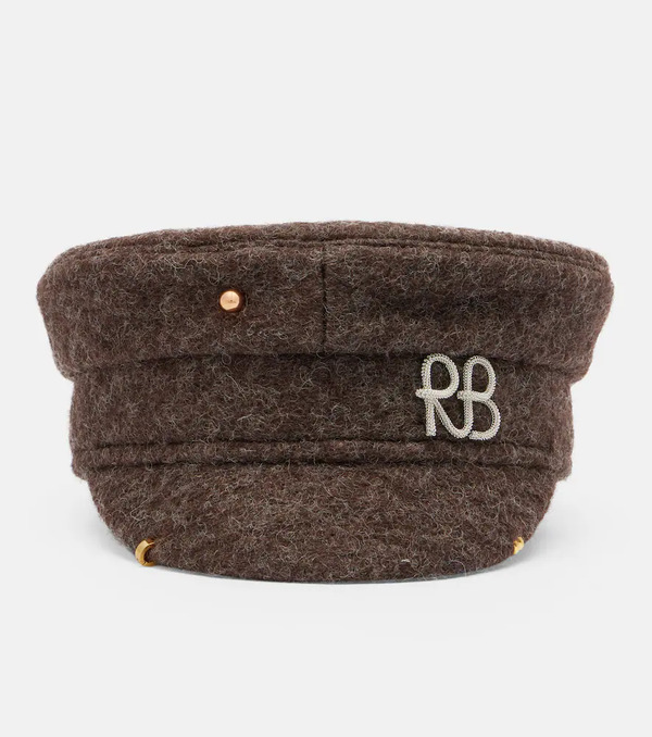  Ruslan Baginskiy Ruslan Baginskiy Pierced Wool-blend Newsboy Cap 